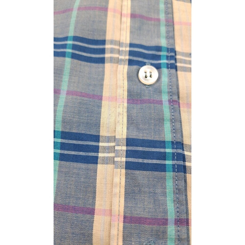 Vintage Levi's Plaid Fitted Shirt Men Medium Long Sleeve Button-Up Blue Korea - Picture 4 of 5